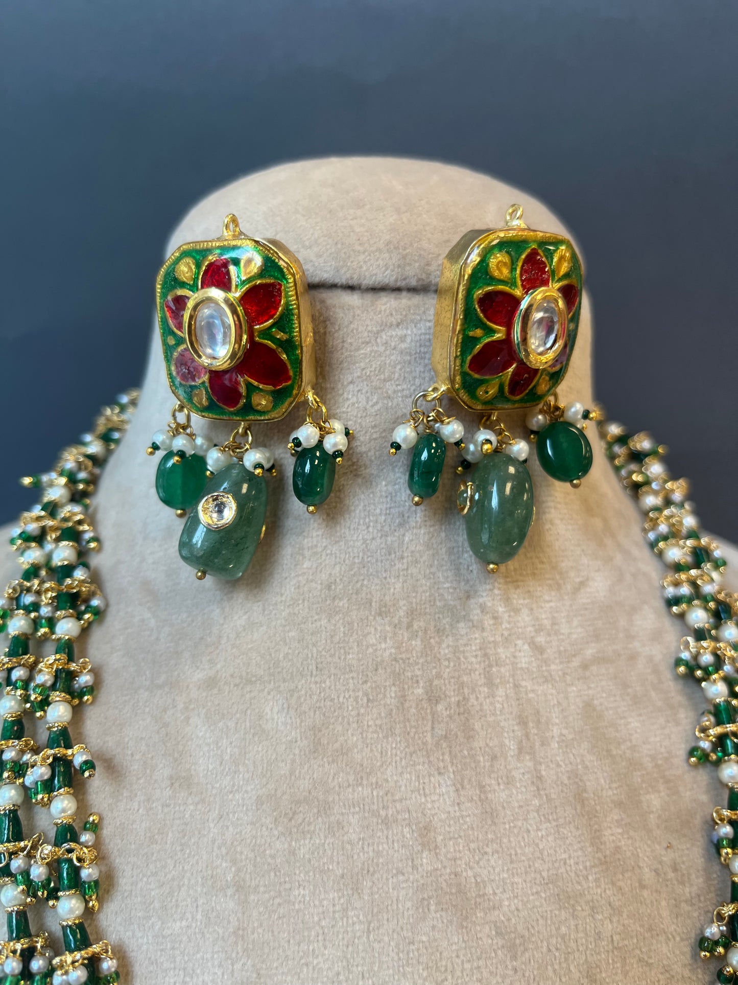 Enamel kundan haar set