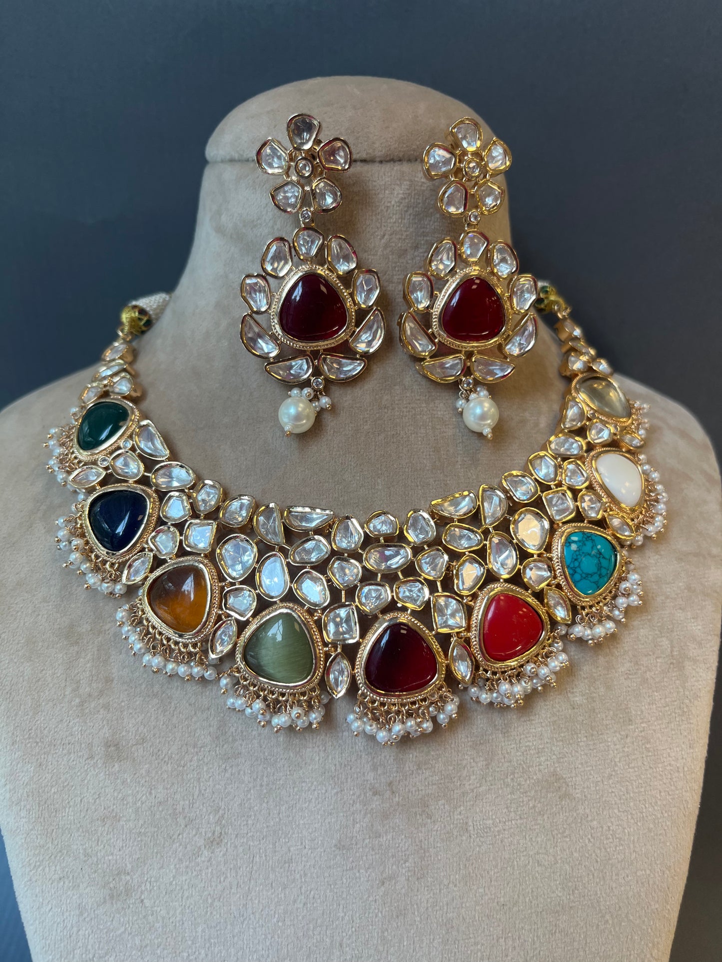 Kundan navrattan wedding set