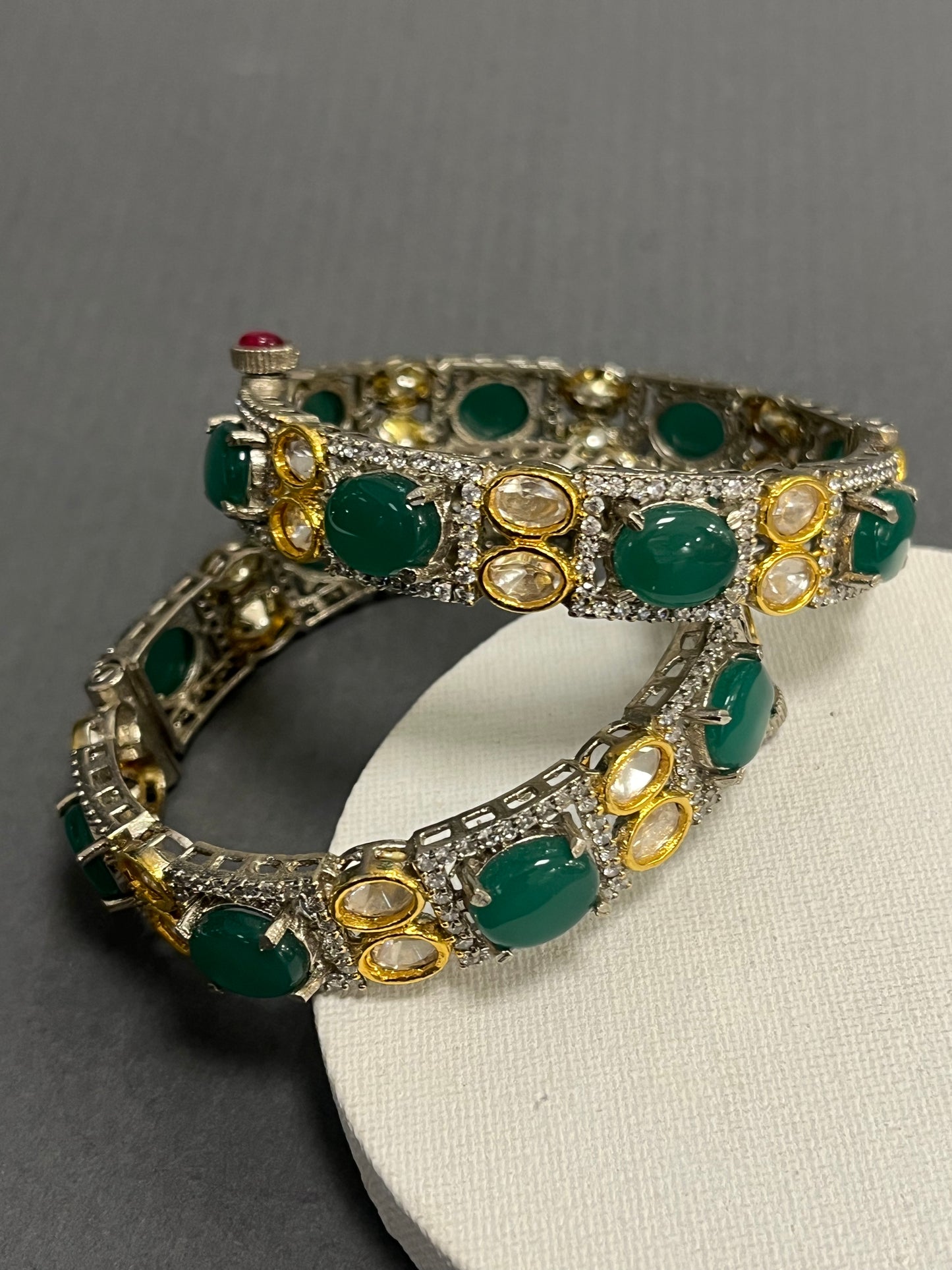 Green polki bangles