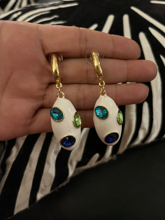 White enamel fashion earrings