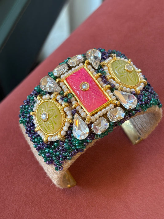 Beaded jute cuff