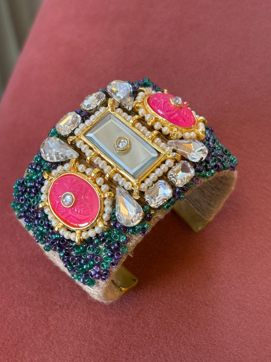 Beaded jute cuff