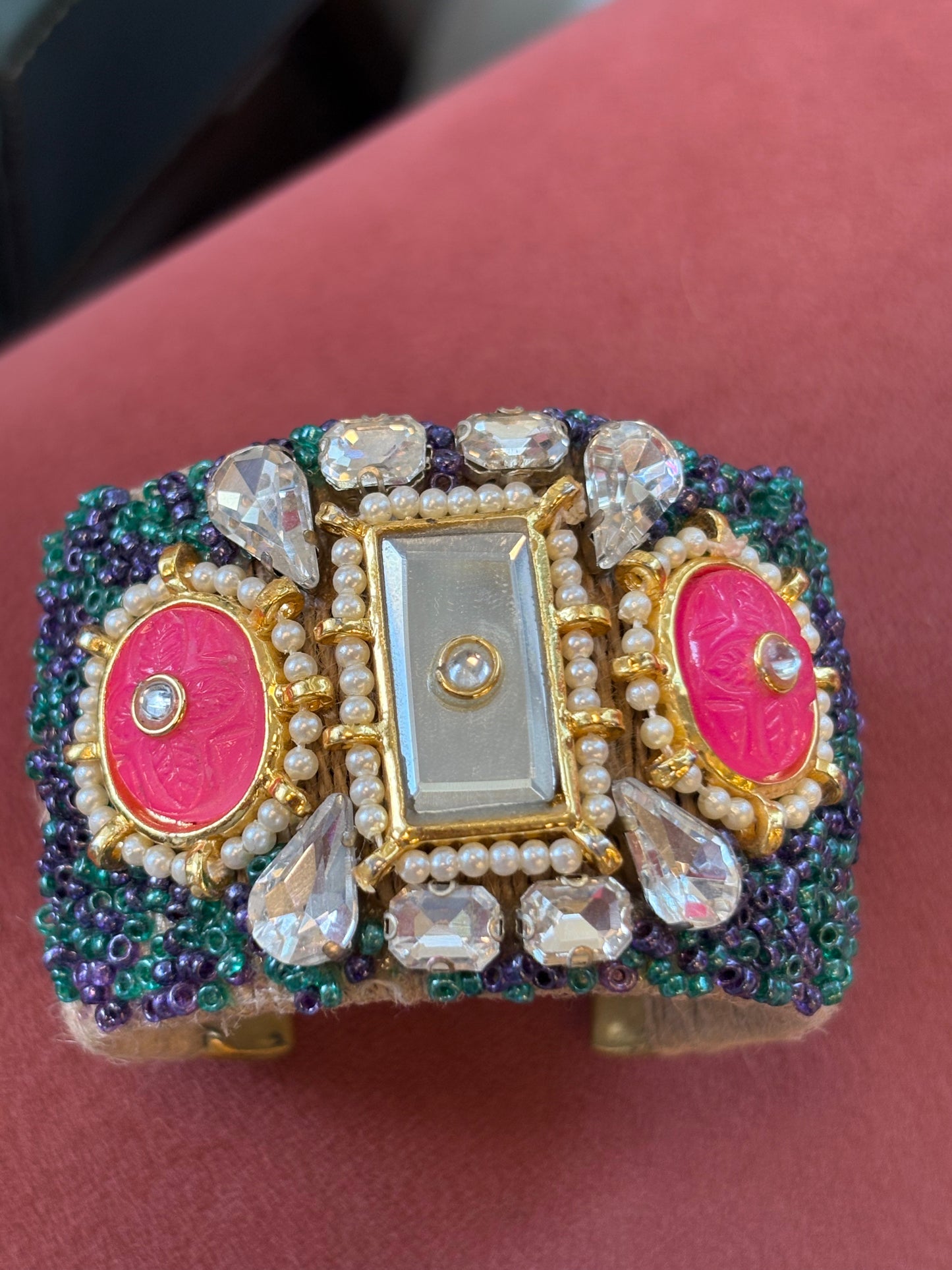 Beaded jute cuff