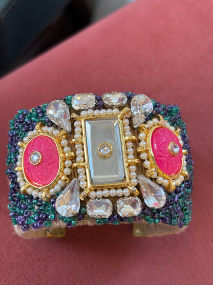 Beaded jute cuff