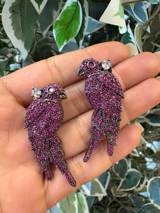 Ruby Bird Earrings