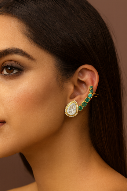 Emerald Polki Earcuff