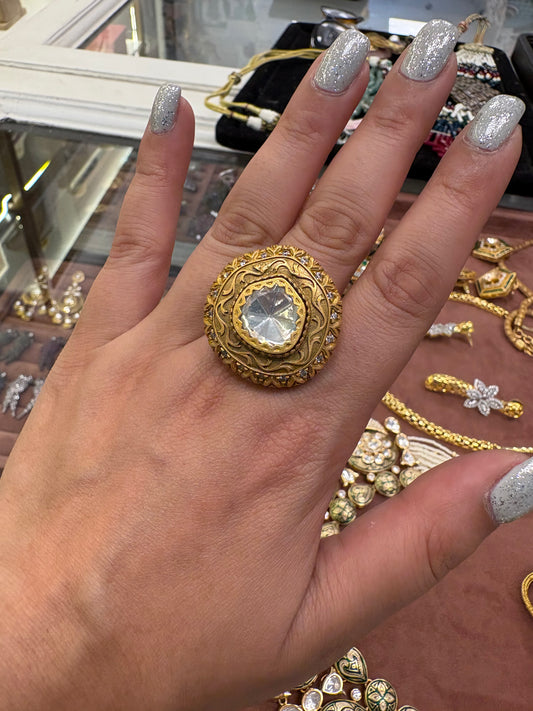 Mossonite Polki ring
