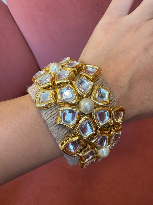 Polki pearl jute cuff