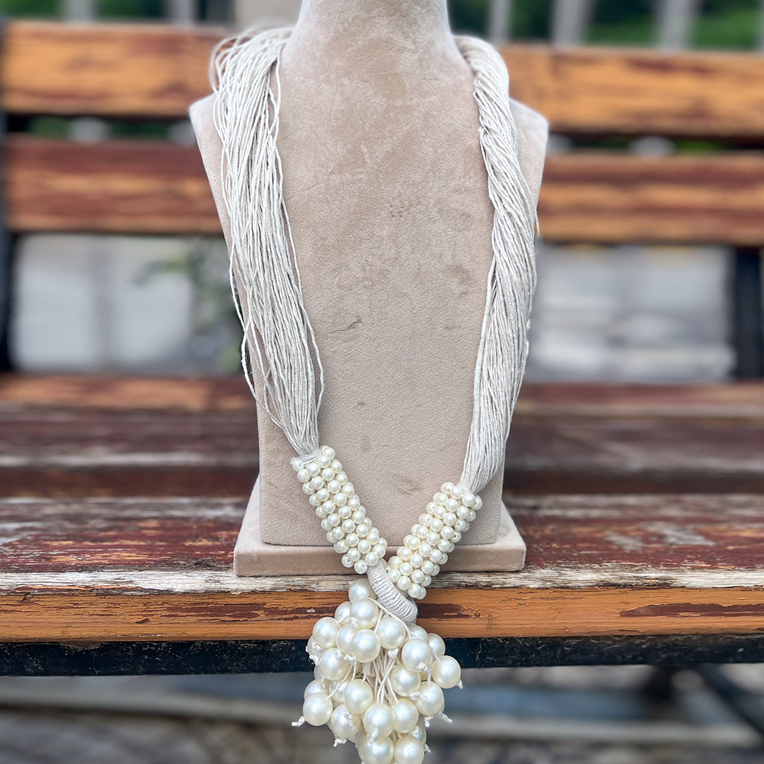 Beachy White Beaded Necklace - Kiwibymusskan