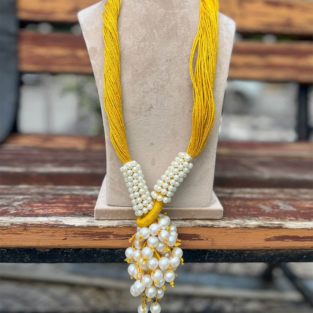 Pearl Beaded Statement Necklace - Kiwibymusskan